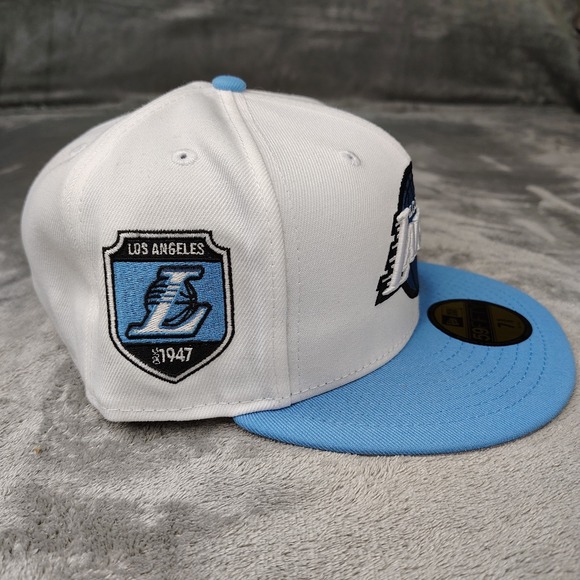 New Era Los Angeles Lakers White Blue 1947 NBA 59FIFTY Fitted 7 3/4 Hat Cap - Picture 5 of 10